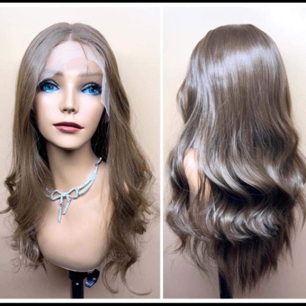 26” long wavy brown HD lace front pre-plucked wig
